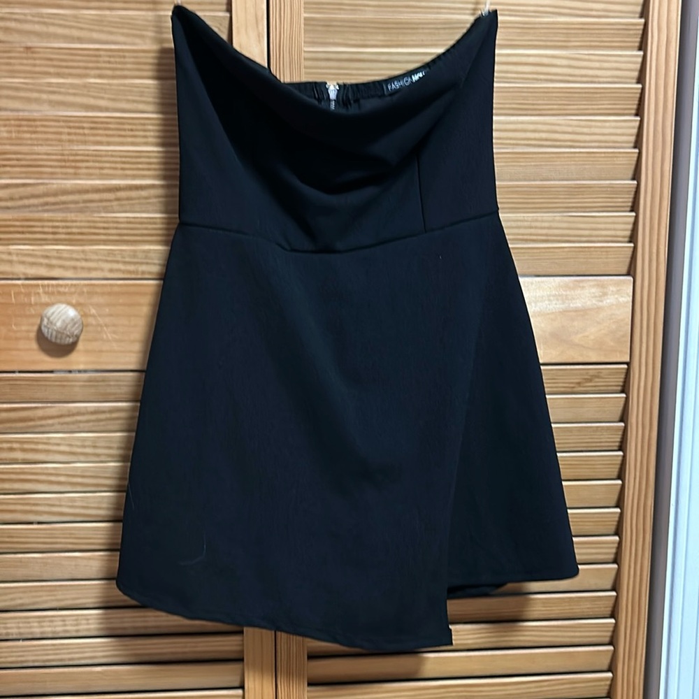 Fashion Nova black strapless romper